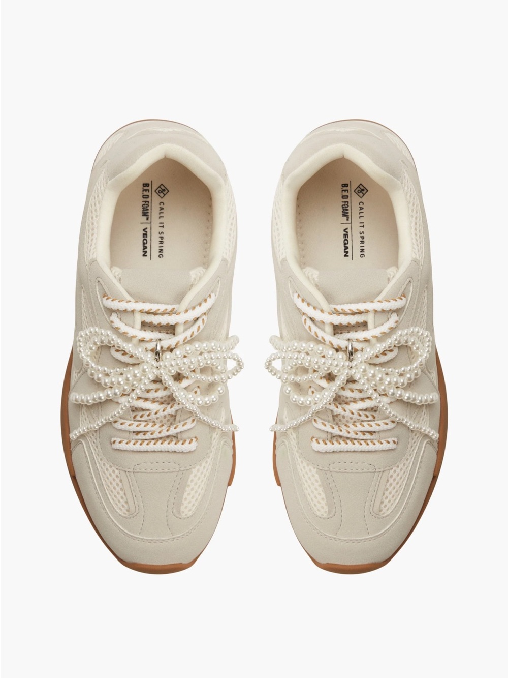 Call It Spring Ivory Pearl-Embellished Sneakers